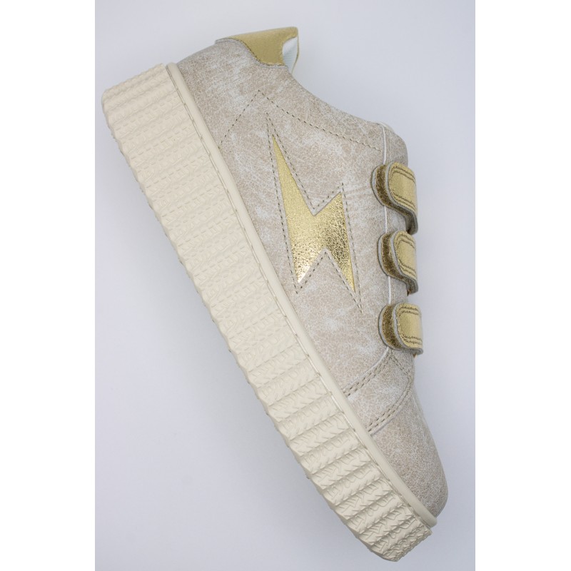 Baskets Vanessa Wu BK2830 Maggie beige et or