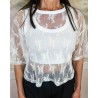 T-shirt dentelle fleurie blanc femme IMPERIAL