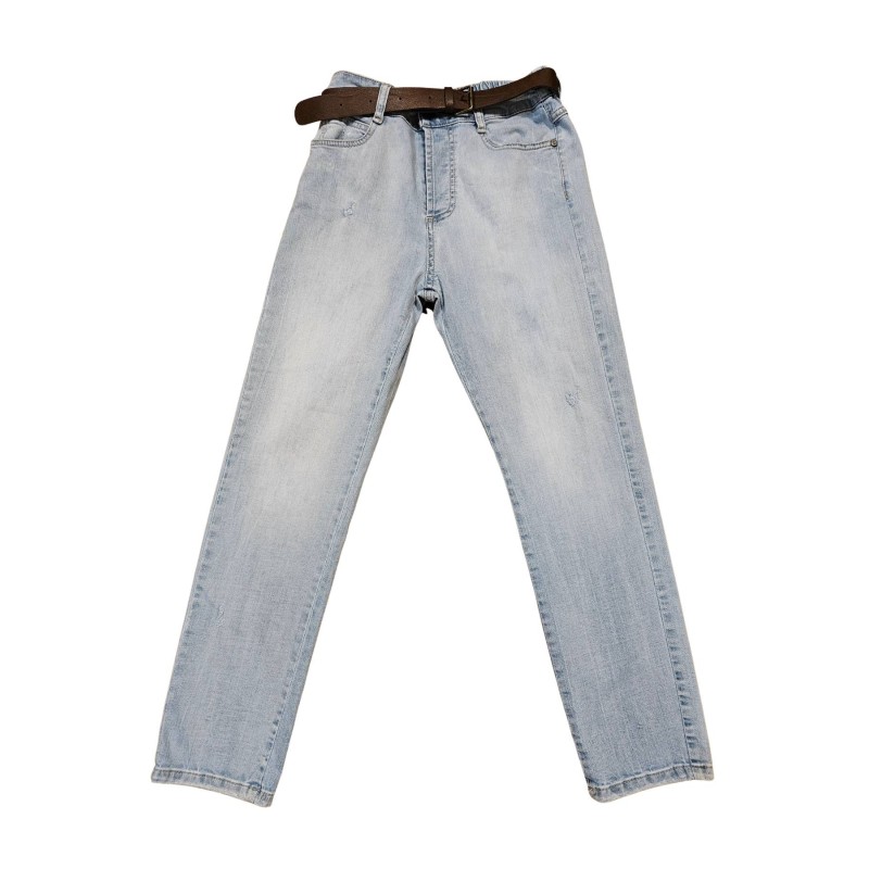 Jean slim bleu clair femme Please ceinture