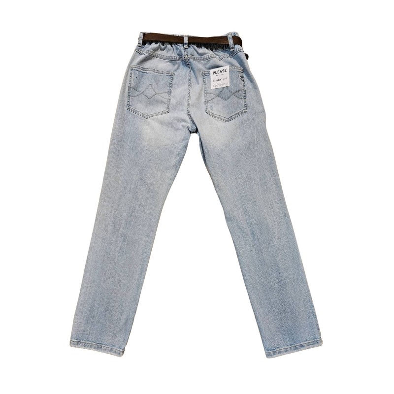 Jean slim bleu clair femme Please ceinture