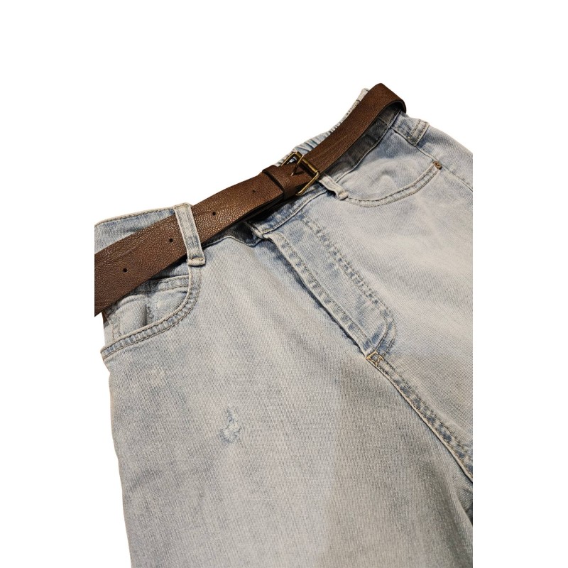 Jean slim bleu clair femme Please ceinture