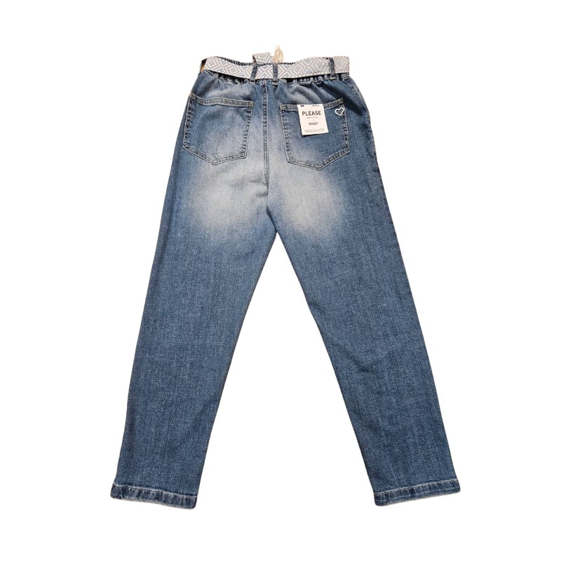 Jean droit femme Please ceinture raphia