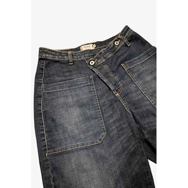 Jean foncé femme Please poches larges denim