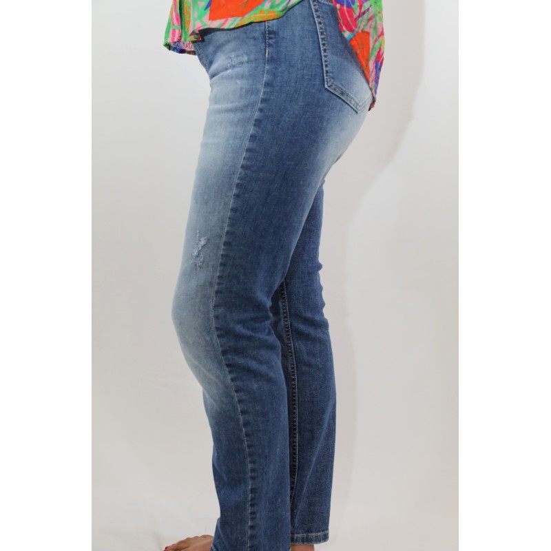 Jean droit femme Please denim délavé