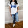 T-shirt blanc Love coton lin FIVE femme