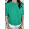 Pull alpaga vert manches courtes femme