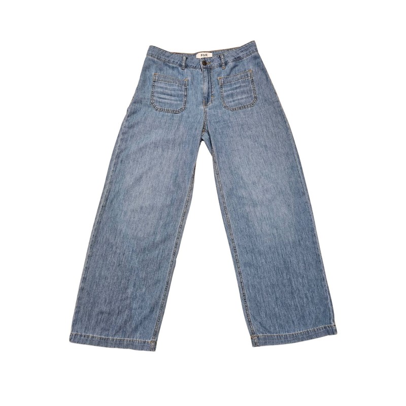 Jean wide leg femme Five denim bleu coton