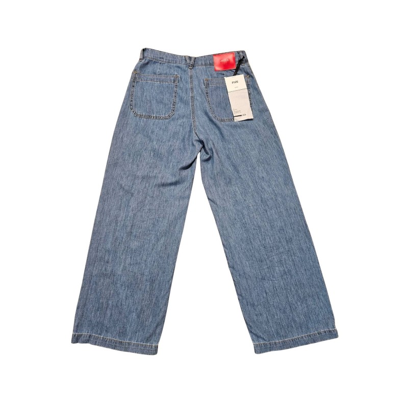 Jean wide leg femme Five denim bleu coton