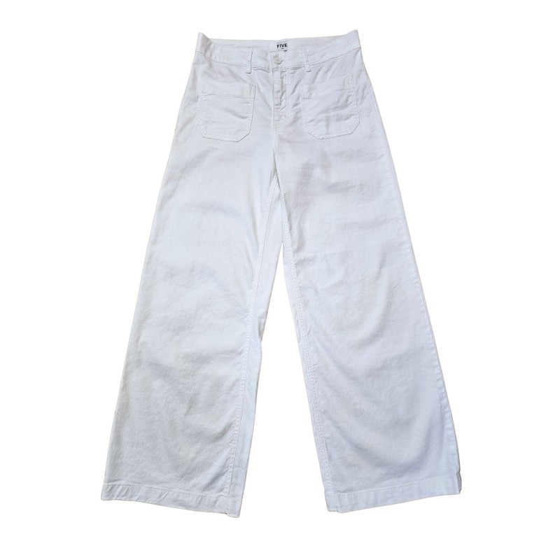 Pantalon large blanc femme Five coton