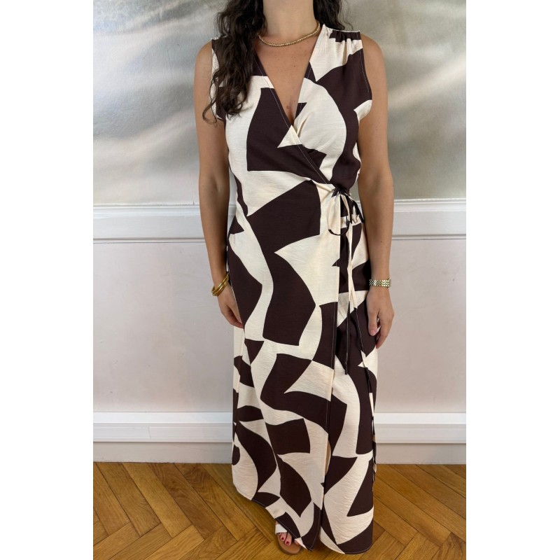 Robe portefeuille imprimé VELLINE chocolat Grace & Mila