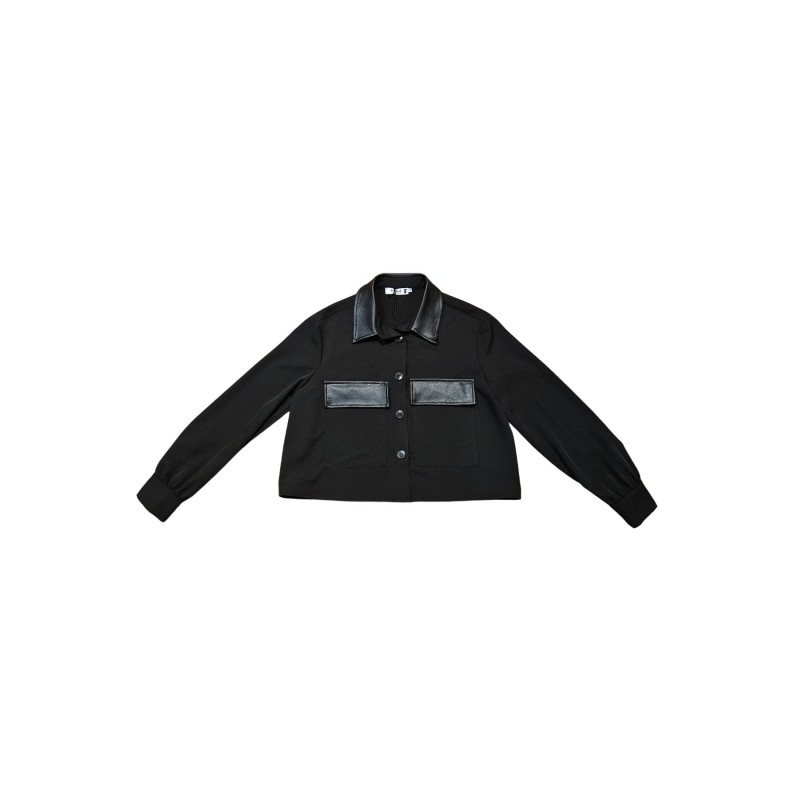 Veste courte femme noire simili cuir PLEASE