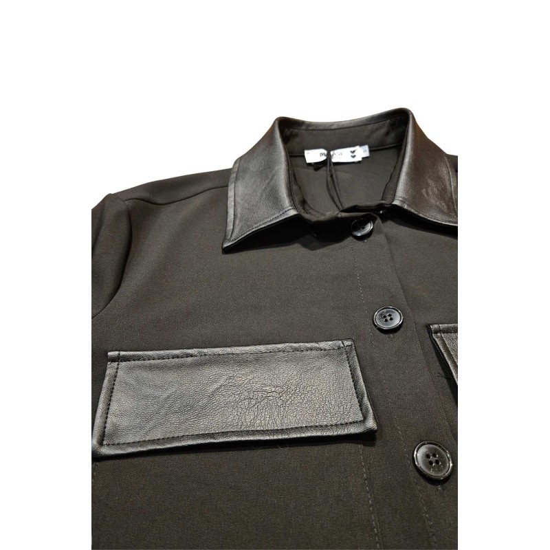 Veste courte femme noire simili cuir PLEASE