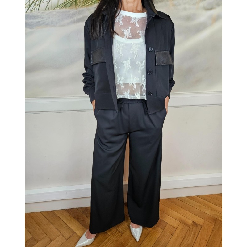 Veste courte femme noire simili cuir PLEASE