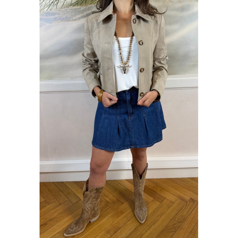 Jupe en jean plissée femme PLEASE