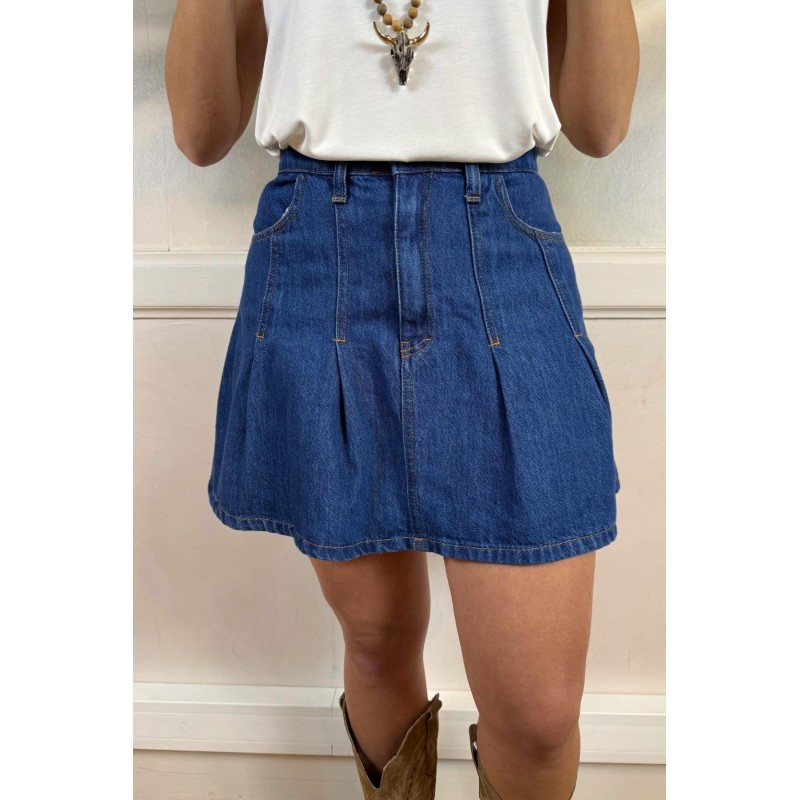 Jupe en jean plissée femme PLEASE