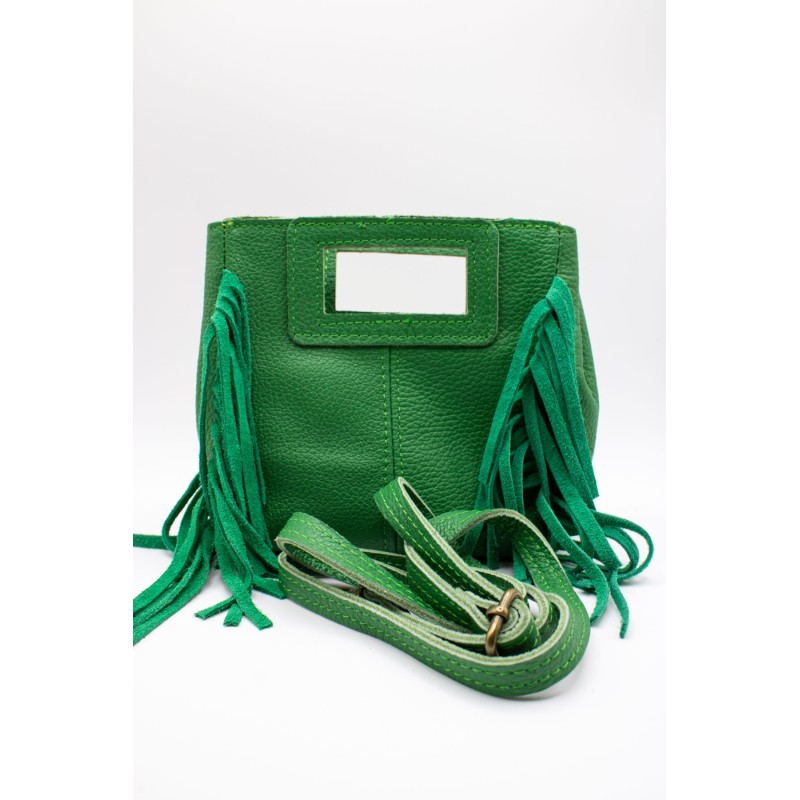 Petit sac vert à franges - MARLON Femme