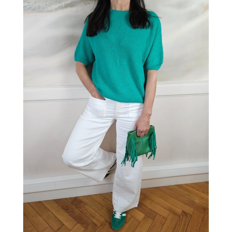 Petit sac vert à franges - MARLON Femme