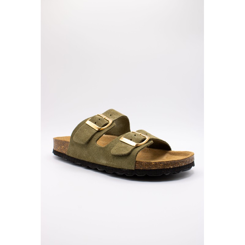 Sandales doubles brides kaki - MAISON DE L'ESPADRILLE Femme
