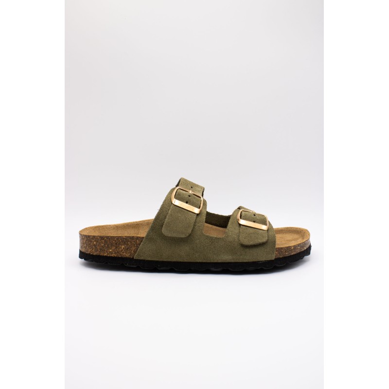 Sandales doubles brides kaki - MAISON DE L'ESPADRILLE Femme
