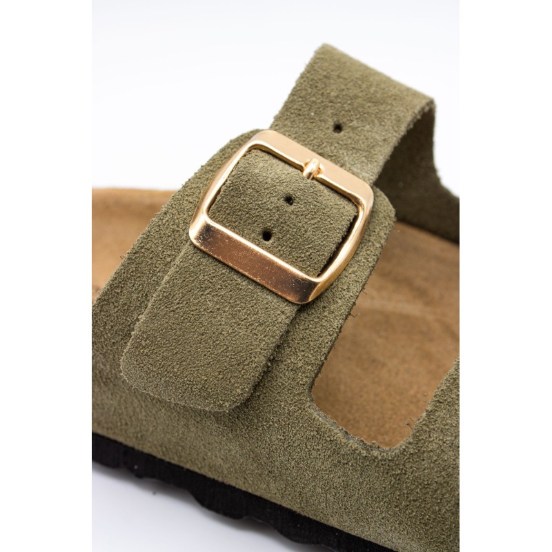Sandales doubles brides kaki - MAISON DE L'ESPADRILLE Femme