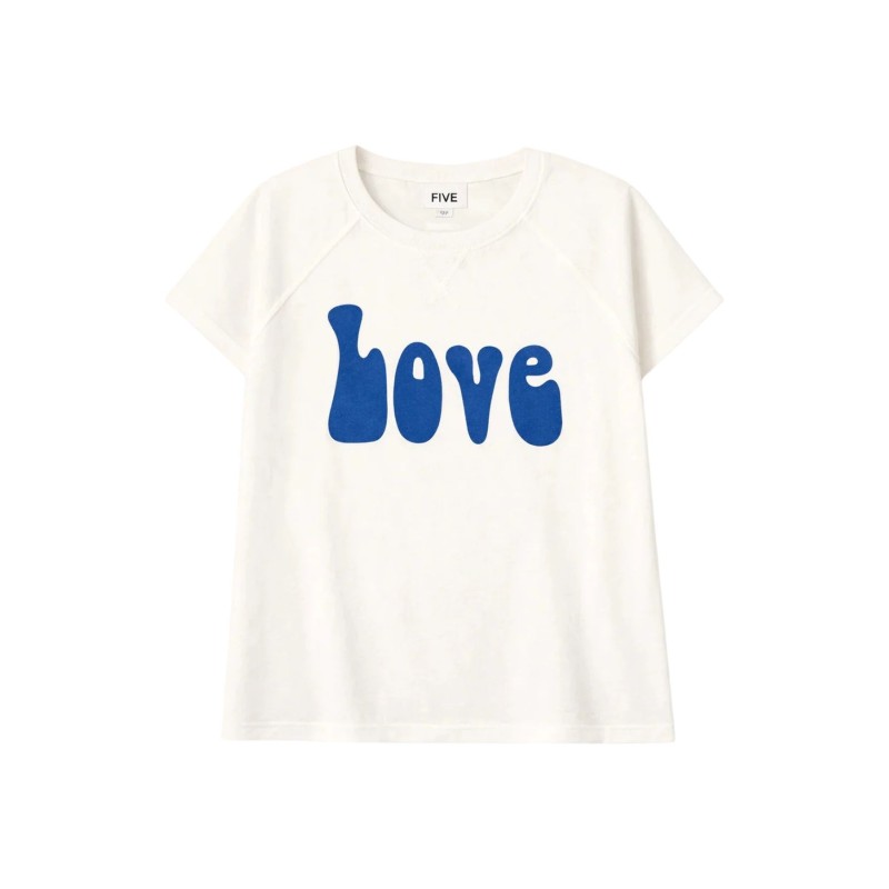 T-shirt blanc Love coton lin FIVE femme