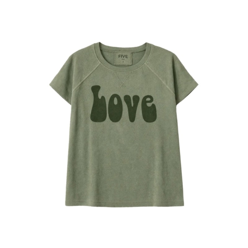 T-shirt Love kaki femme Five style casual tendance
