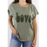 T-shirt Love kaki femme Five style casual tendance