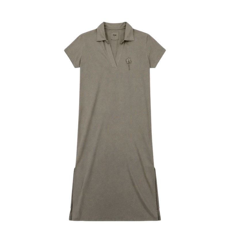 Robe polo longue kaki femme Five coton