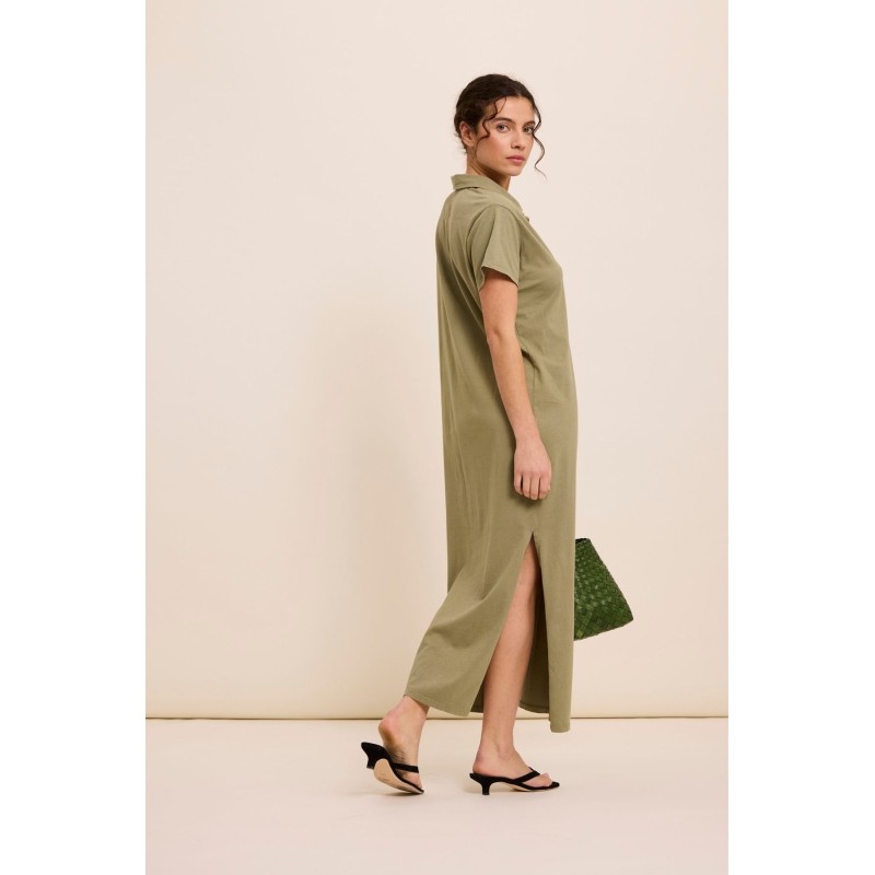 Robe polo longue kaki femme Five coton