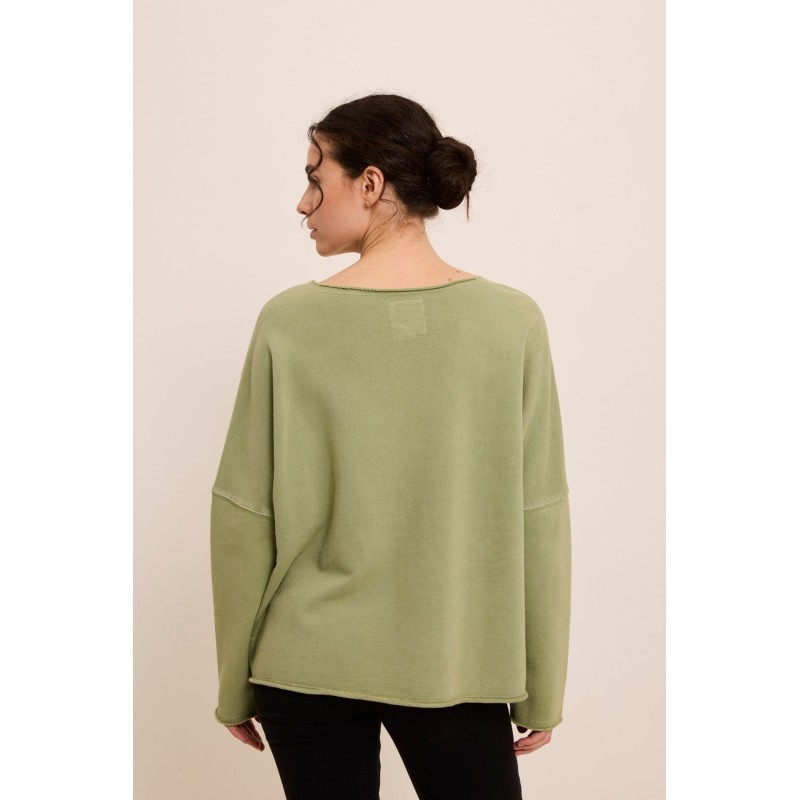 Sweat-shirt kaki femme FIVE broderie tigre