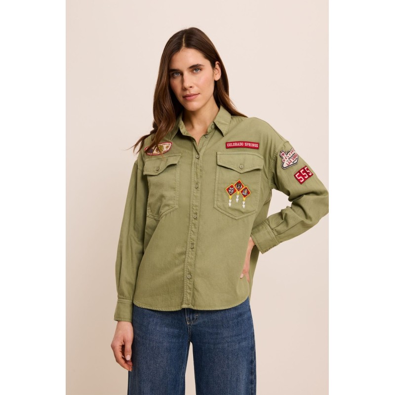Chemise army kaki femme Five patchs coton