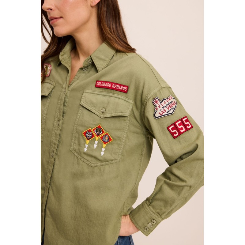 Chemise army kaki femme Five patchs coton