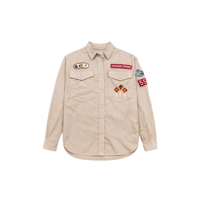 Chemise army beige femme Five patchs coton
