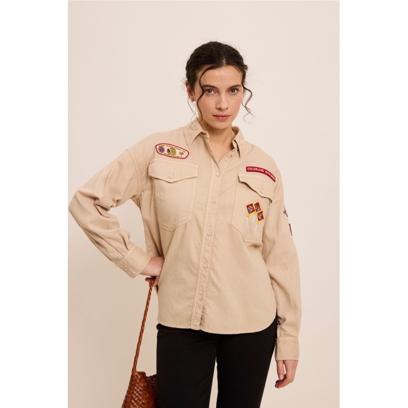 Chemise army beige femme Five patchs coton