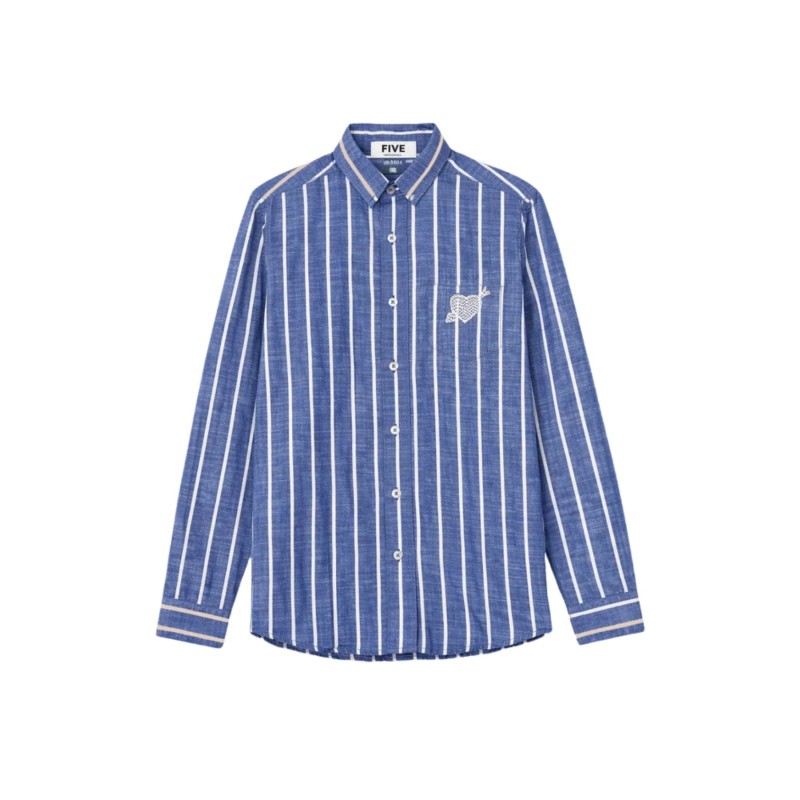 Chemise rayée bleu blanc femme Five coton