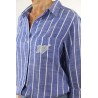 Chemise rayée bleu blanc femme Five coton