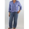 Chemise rayée bleu blanc femme Five coton
