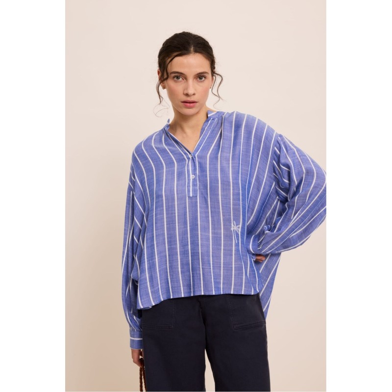 Blouse rayée bleu blanc femme Five coton