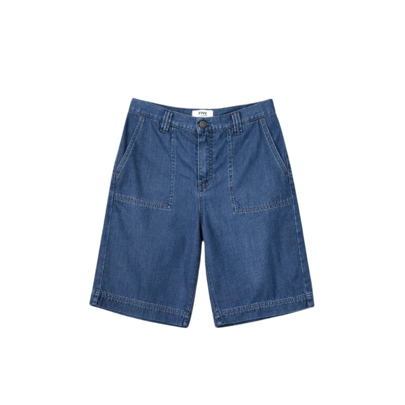 Bermuda denim femme Five bleu Tencel