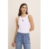 Débardeur blanc femme Five coton broderie