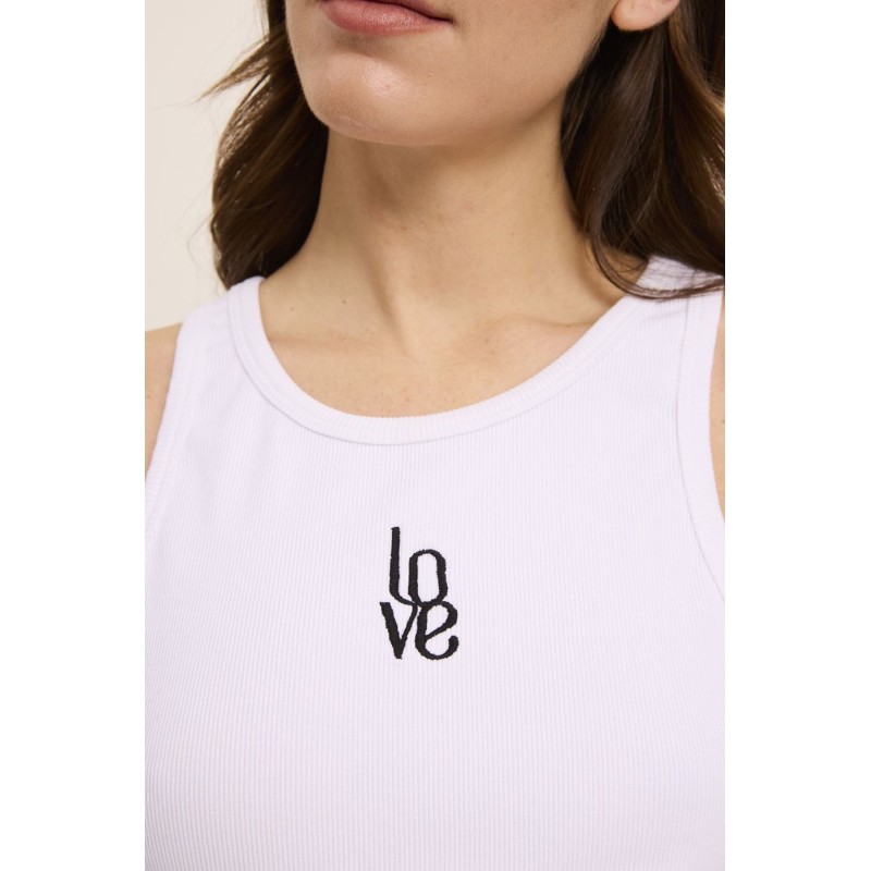 Débardeur blanc femme Five coton broderie
