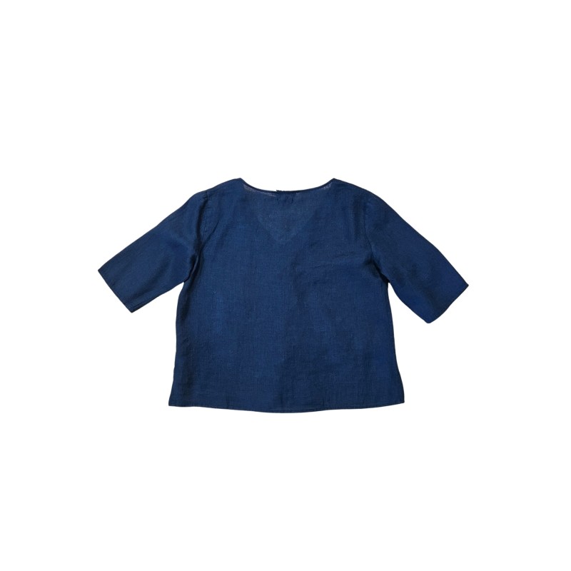 Blouse en lin bleu foncé - ZELINO Femme