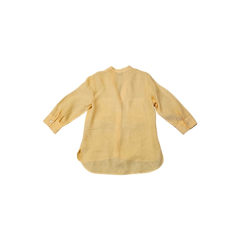 Chemise à col mao en lin orange - ZELINO Femme