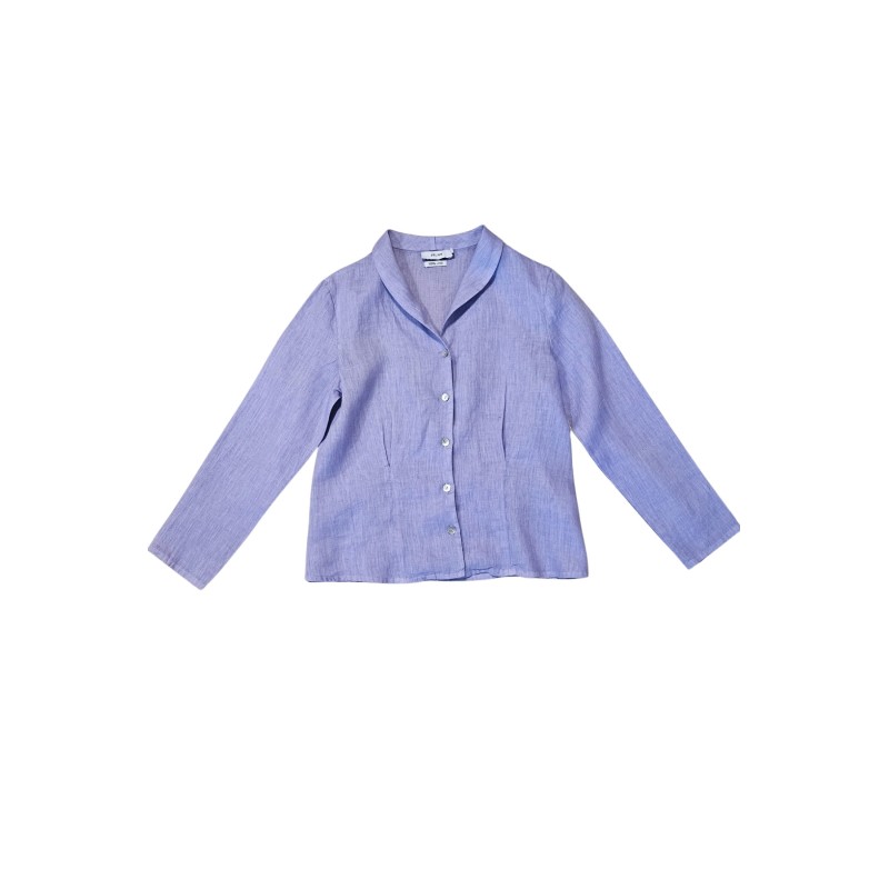 Chemise à col retourné en lin lilas - ZELINO Femme