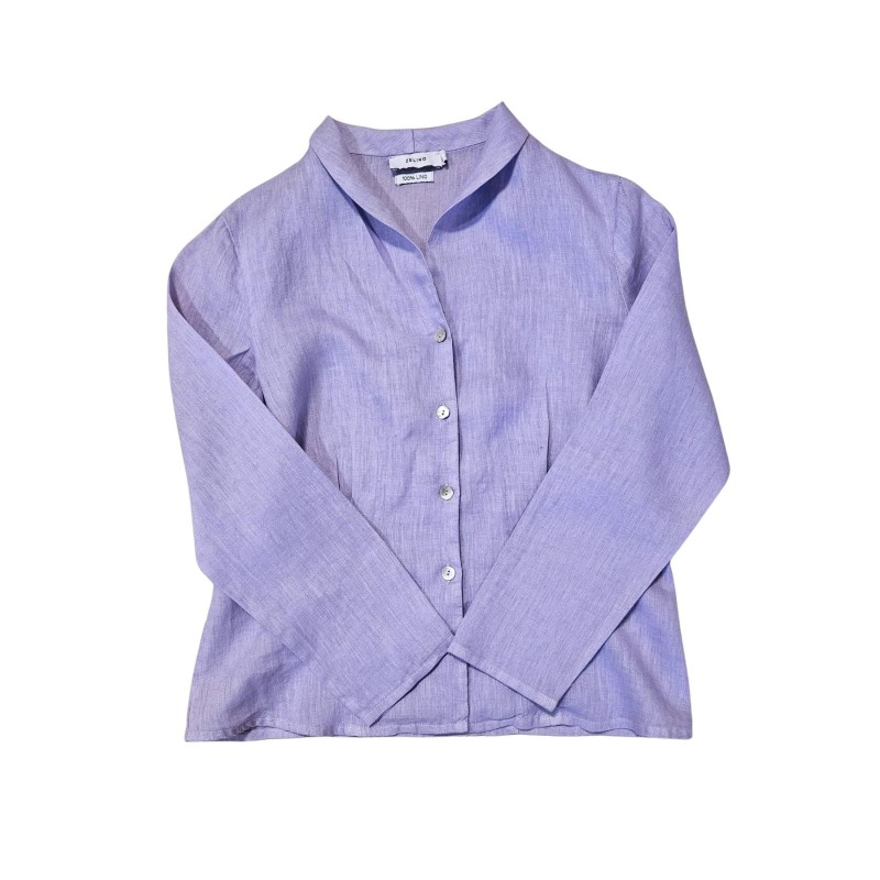Chemise à col retourné en lin lilas - ZELINO Femme
