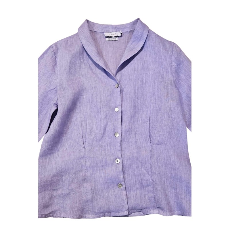 Chemise à col retourné en lin lilas - ZELINO Femme