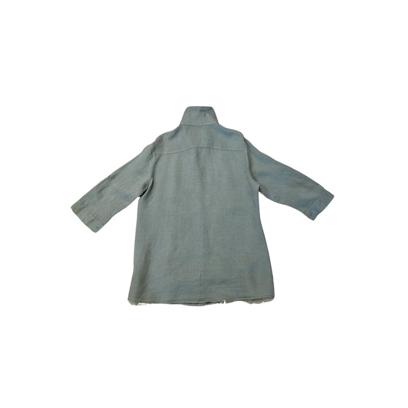 Chemise longue à manches 3/4 en lin kaki - ZELINO Femme