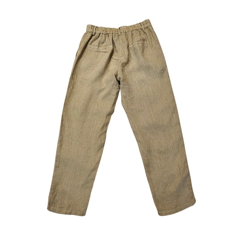 Pantalon à boutons en lin camel - ZELINO Femme