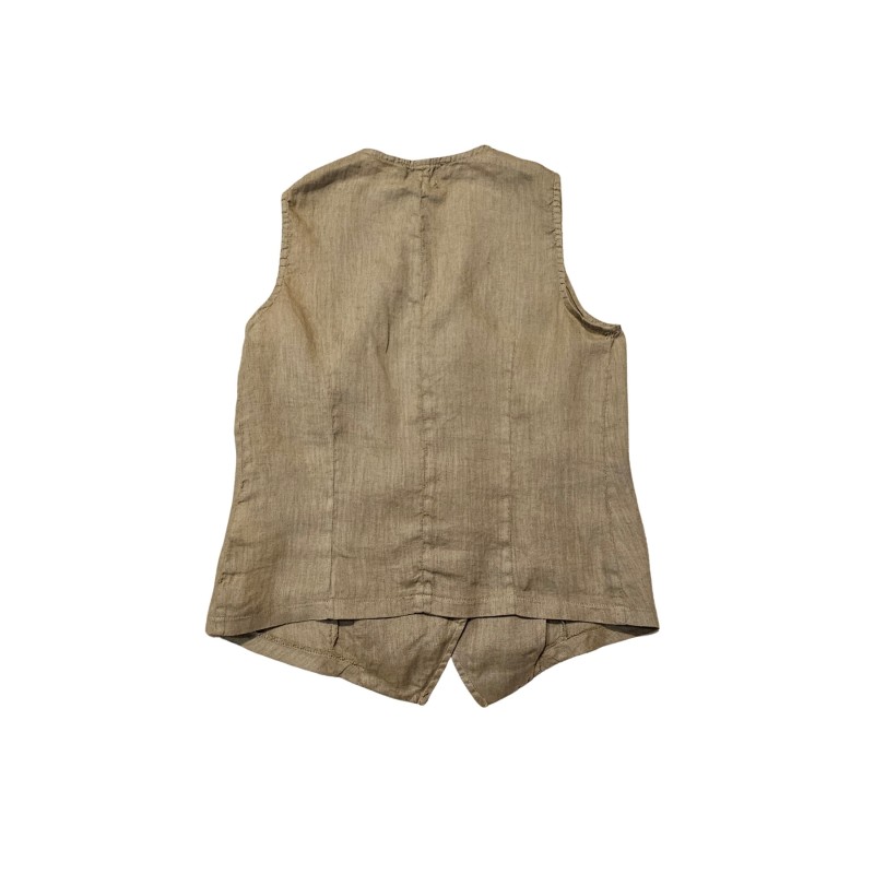Gilet sans manches en lin camel - ZELINO Femme