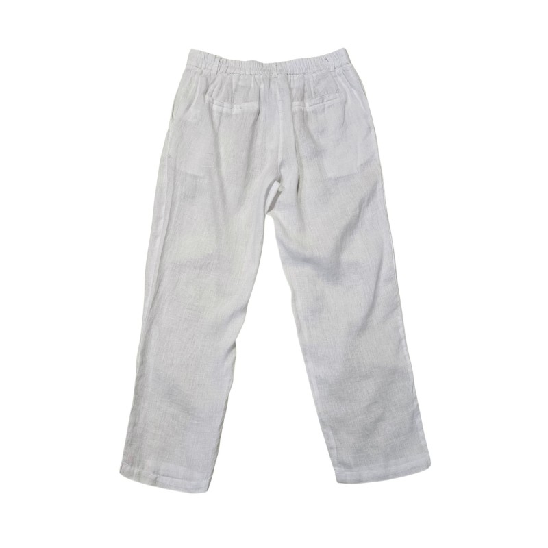 Pantalon à boutons en lin blanc - ZELINO Femme